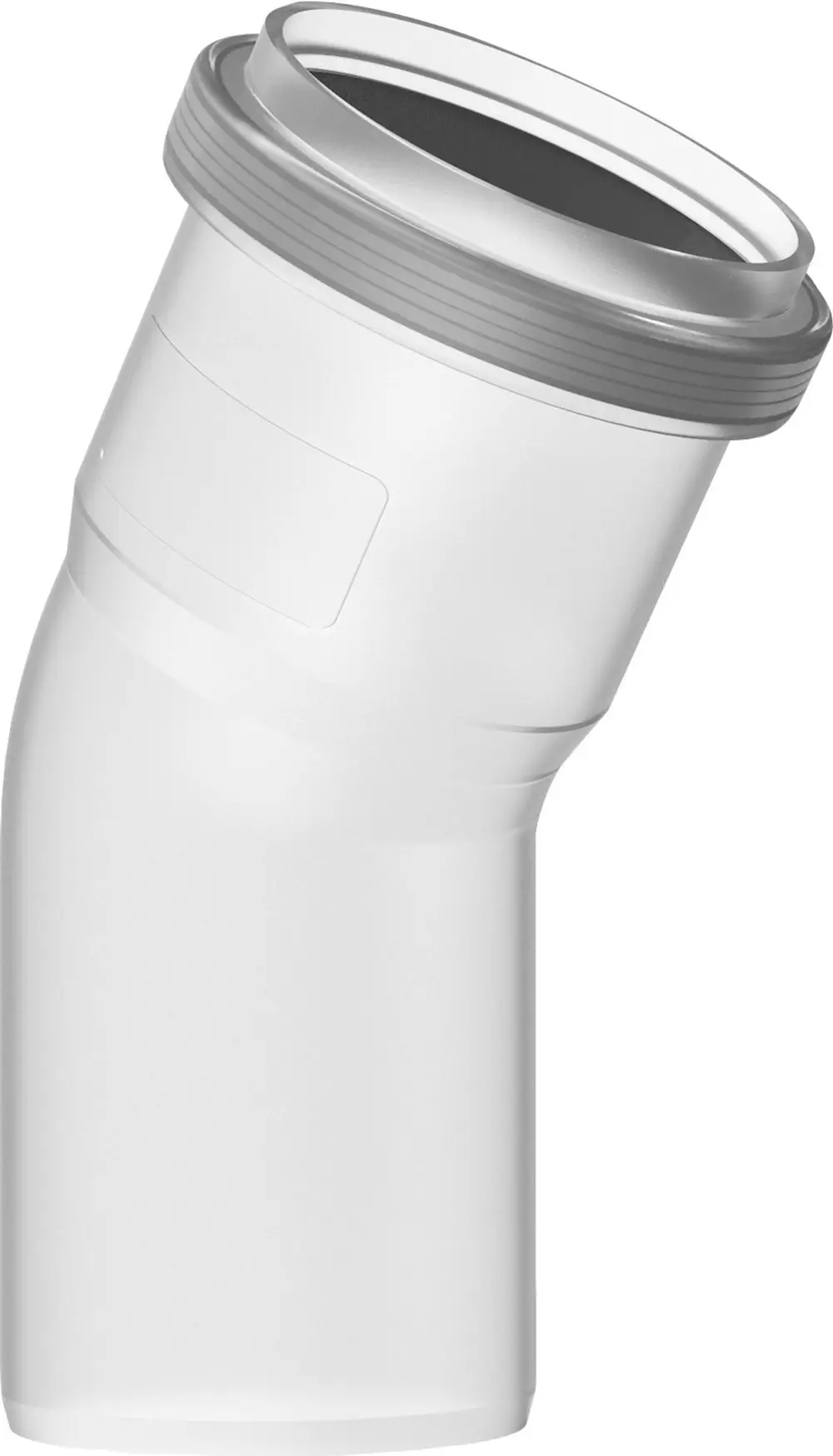 Ein weißer Abgasbogen mit einem Knick, der für die Verwendung in Abgassystemen ausgelegt ist. Hersteller ist Bosch.